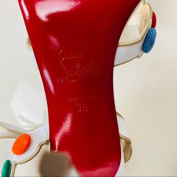 Christian Louboutin Smartissima 100 White Multi Ankle Strap Sandal Heel - Picture 10 of 11